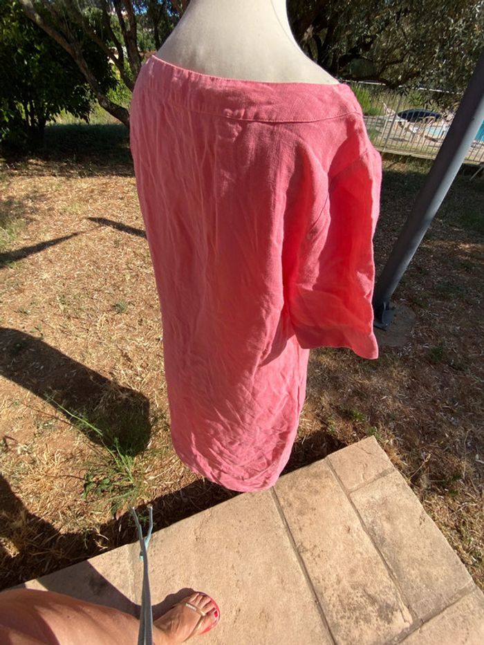 Belle robe en lin, rose avec poche, taille un - photo numéro 2