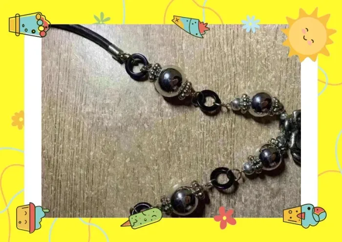 Collier noir argenté rose - photo numéro 4