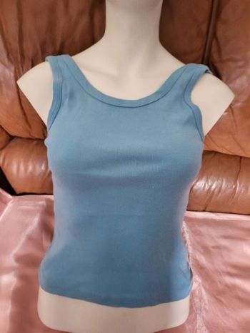 debardeur bleu coton , dos nu t 38