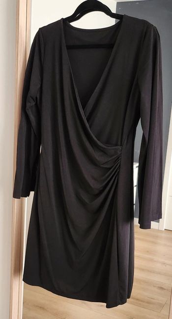 Robe drapée cache-coeur manches longues noire taille M Morgan