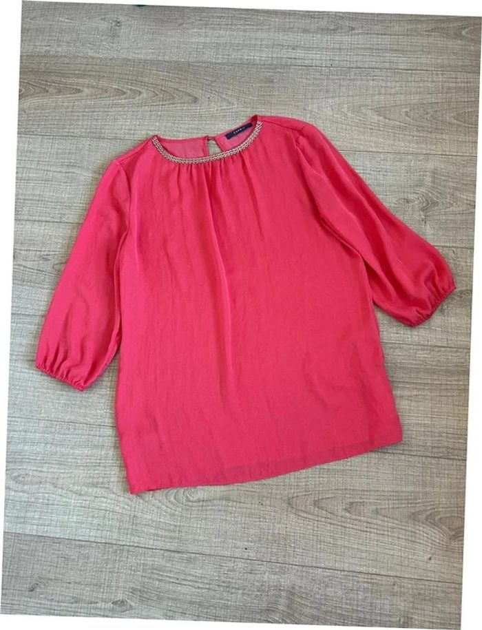 Blouse rose corail avec manches 3/4 Esprit taille 38 jamais portée - photo numéro 11