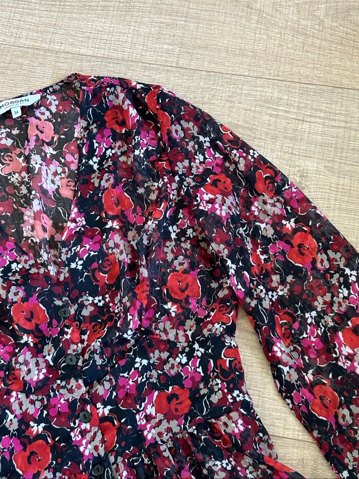 Blouse fleurie à manches longues Morgan taille 34 comme neuve - photo numéro 9