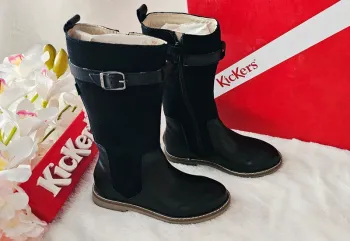 Bottes Hautes Cavalières Cuir Zip Kickers T28