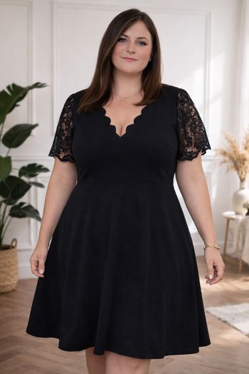 Robe élégance intemporelle noire aux manches dentelle Femme Taille 54 marque Asos 💍 