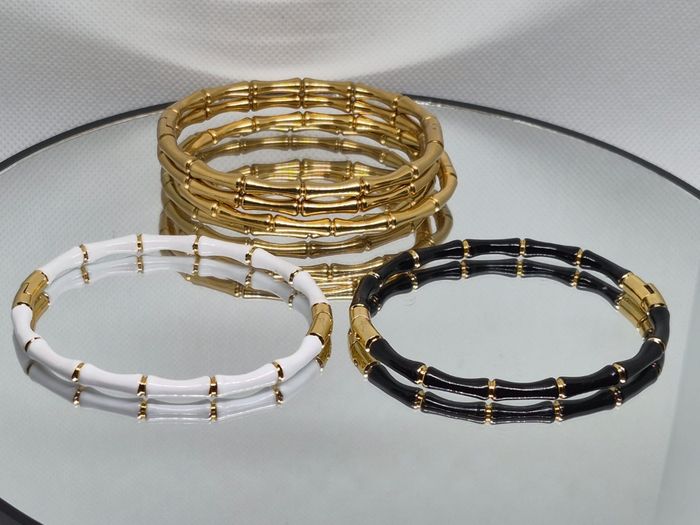 Bracelet forme bambou en plaqué or 18k - photo numéro 8