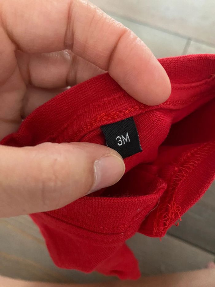 T-shirt manches longues rouge 3 mois - photo numéro 3