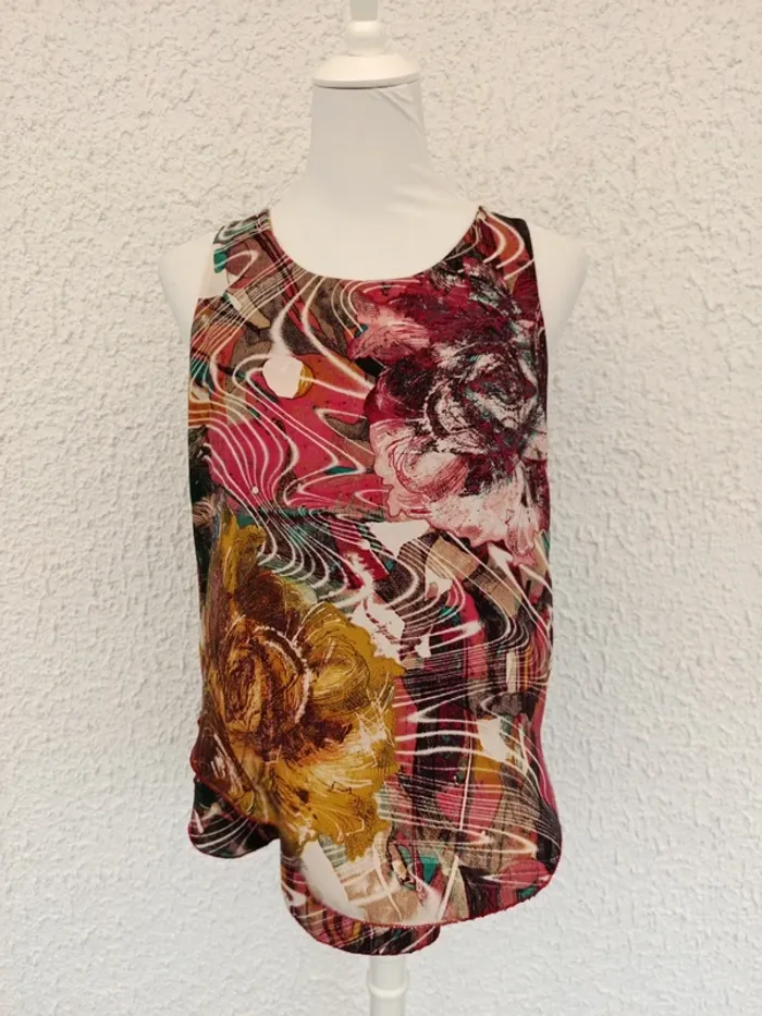 Débardeur dos ouvert made in Italia a motif colorées taille M - photo numéro 3