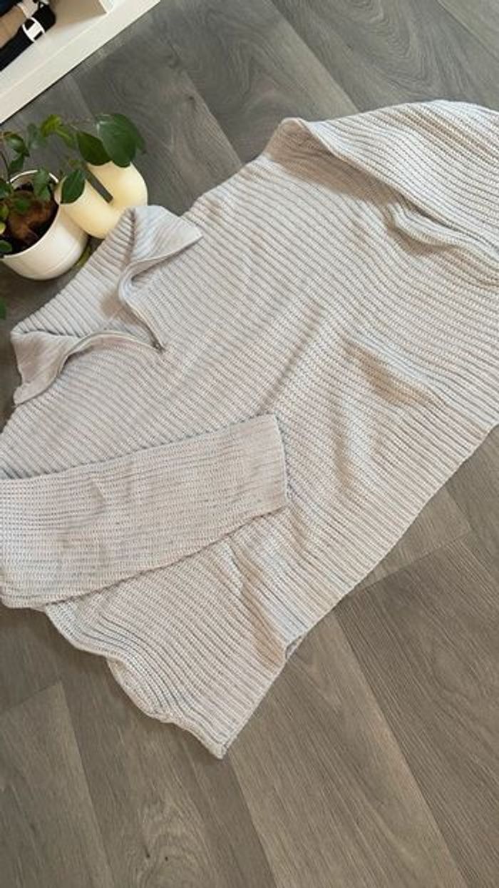 Pull gris en maille col cheminée – Taille M – Très bon état - photo numéro 3
