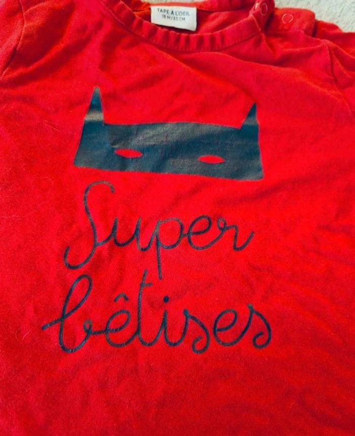 Tee shirt manche longue super bêtises - photo numéro 2