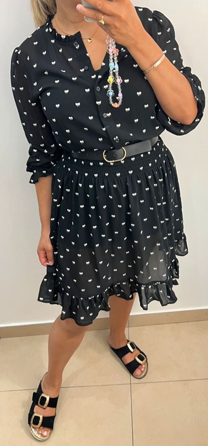 Robe Noire Brodée Maje Taille 40 - photo numéro 2