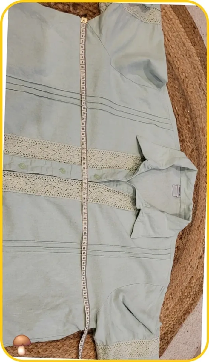 Chemise légère Damart brodée - Taille 52 - Vert pastel - Très bon état - photo numéro 9