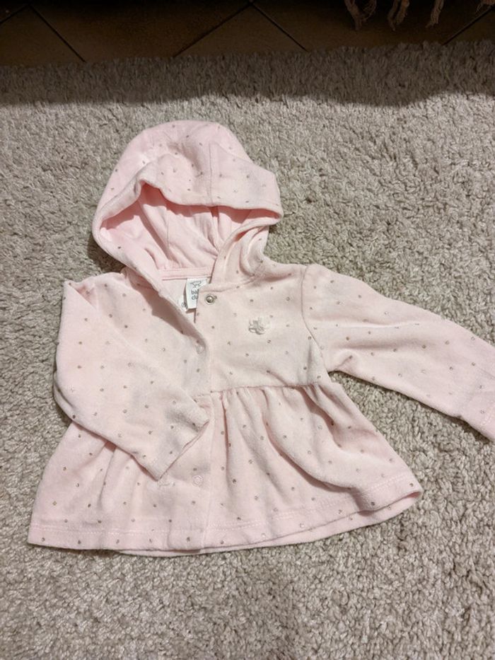 Gilet velours rose pastel et points or