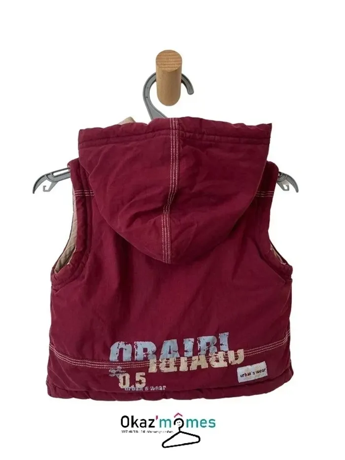 Doudoune sans manche bordeaux à capuche - Obaïbi 12 mois - photo numéro 3