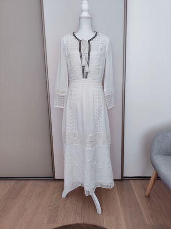 Robe longue the kooples taille S coton blanc et dentelle toutes saisons