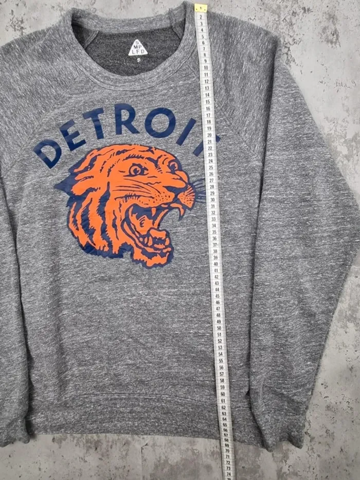 Sweat universitaire Detroit – Gris – Taille S Hommes (mesures en photos) - photo numéro 6