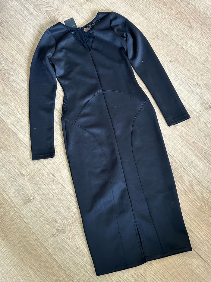 Robe noire mi longue neuve avec dentelle Chic by Lirette taille S - photo numéro 8