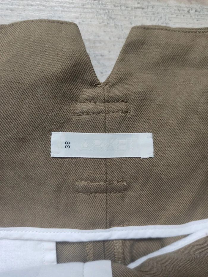 Pantalon large taille haute et ceinture à nouer kaki lin taille 38 Arket - photo numéro 7