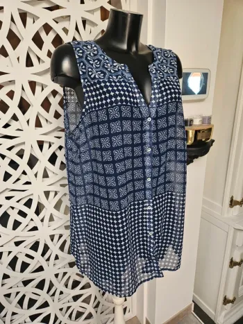 MS Mode blouse en voile bleu taille 48