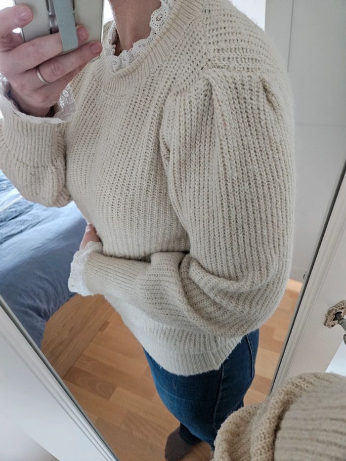 Pull ocre et dentelle TU - photo numéro 3
