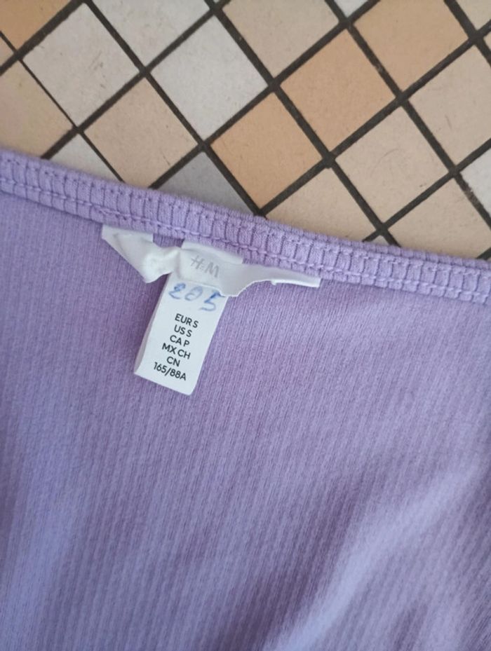 Body femme en jersey côtelé violet clair taille S H&M - photo numéro 3