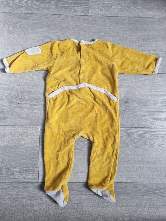 ​Pyjama Gemo Velours Jaune 6 Mois "Avec Mon Papa" Tres Bonne Etat - photo numéro 2