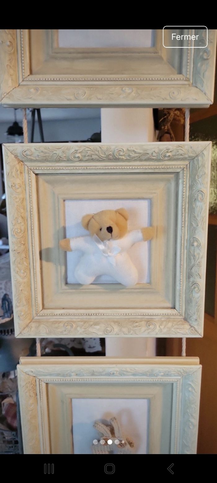 3 cadres reliés effet bois sculpté crème - photo numéro 3