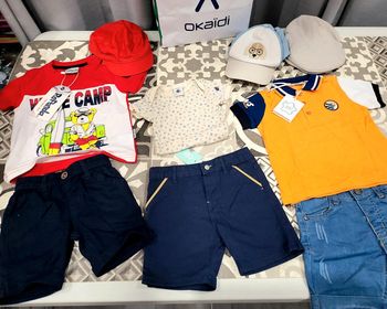 2 ensembles short + 1 short et body et 1 casquette et berret offerts