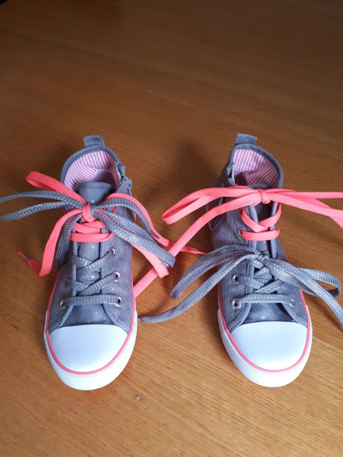 Baskets en toile étoiles lacets et zip Okaidi T 33 - photo numéro 3