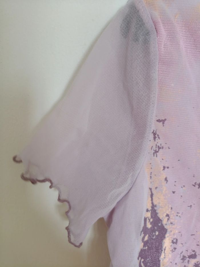 Rare top transparent lilas imprimé abstrait Taille S vintage rare original - photo numéro 2