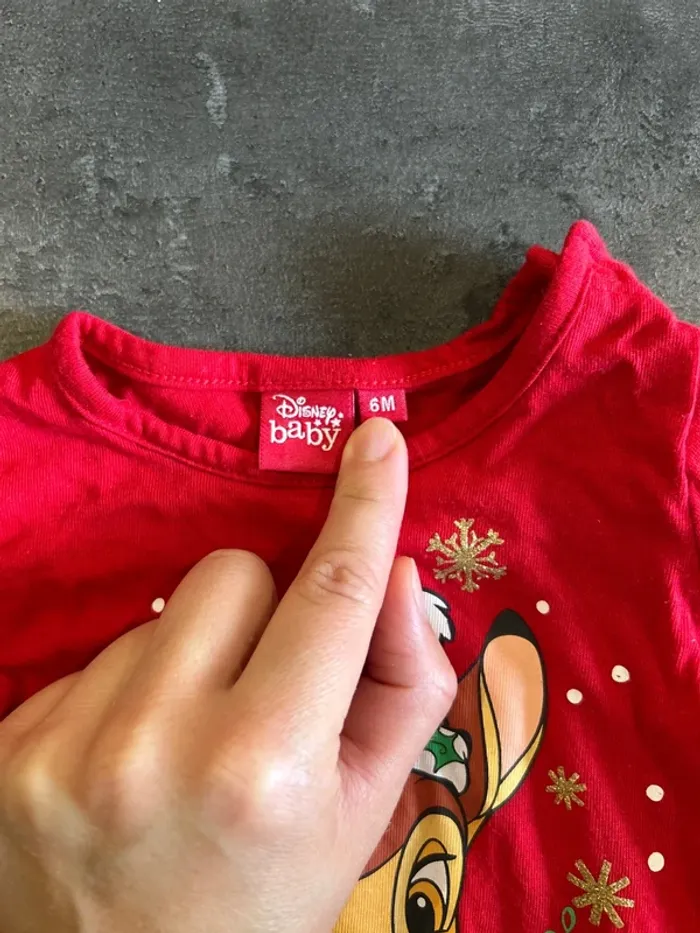 T-shirt de noël bamby, Disney, 6 mois - photo numéro 2