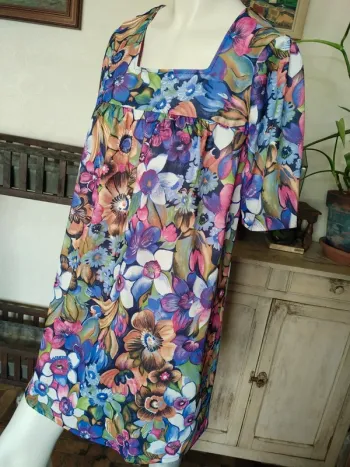 Robe vintage printemps été fleurs flower vintage rétro dress trapèze