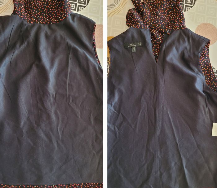 Maison 123 Blouse/Top T36-Epaules Dénudées & Col Lavallière-Effet Voile -Noir,Rouge&Orangé TBE - photo numéro 3