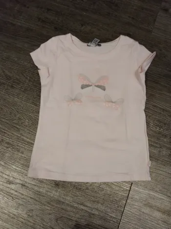 tee shirt rose pâle okaidi fille 4 ans