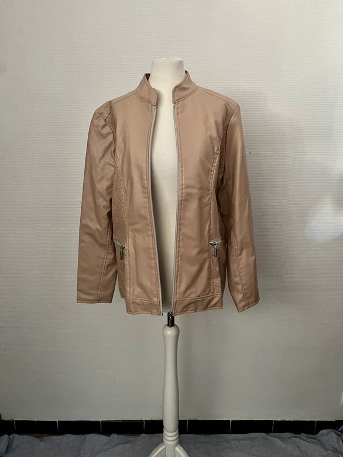 Veste simili cuir nude, beige rosé taille 42 - photo numéro 3