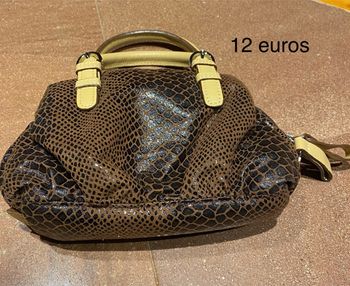 Sac à main marron façon croco tissu neuf