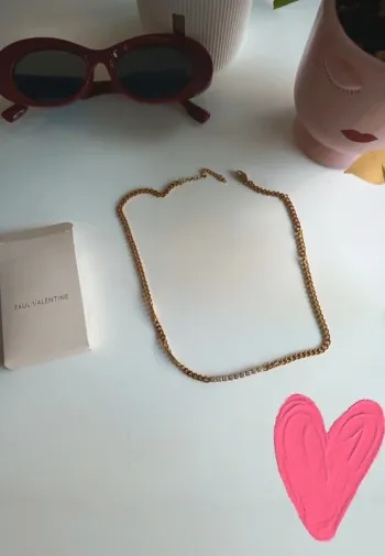 Collier chaîne Paul Valentine plaqué or et zirconiums