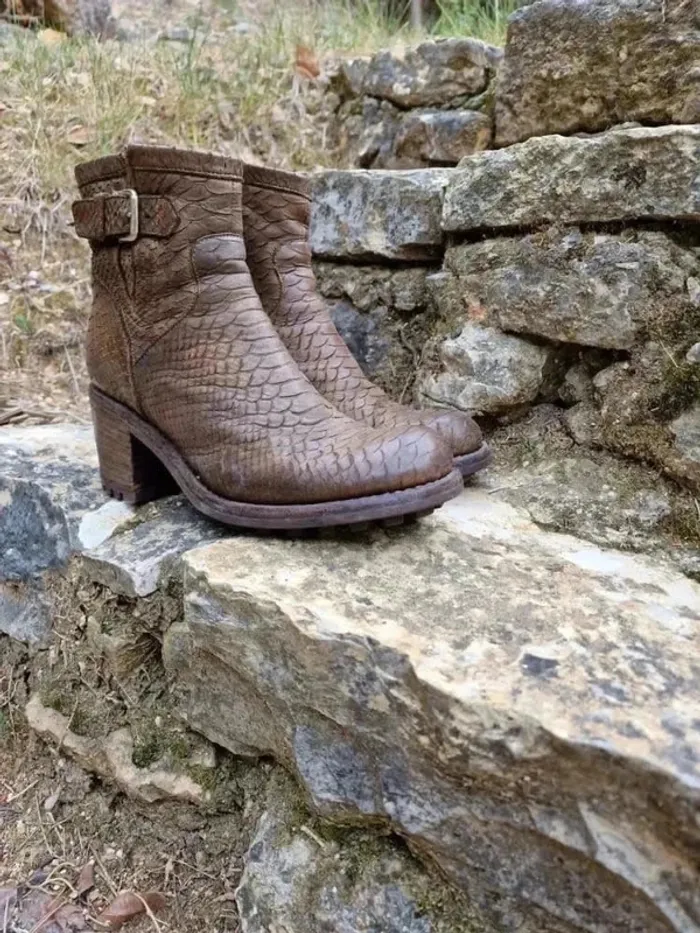 Bottines Free Lance cuir marron T38 - style élégant et confortable - photo numéro 2