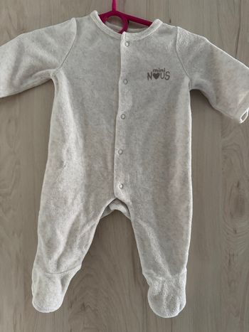 Pyjama effet velours mixte naissance blanc "mini nous" 1 mois