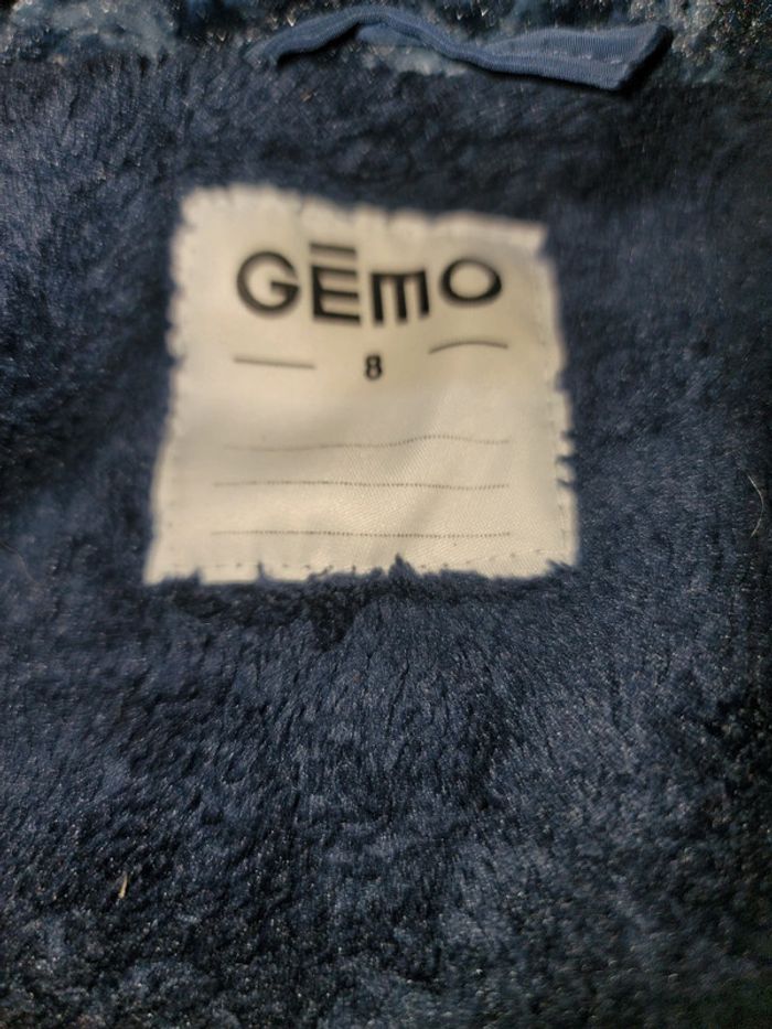 Manteau imperméable fourré intérieur bleu marine 8ans gemo fille tbe - photo numéro 4