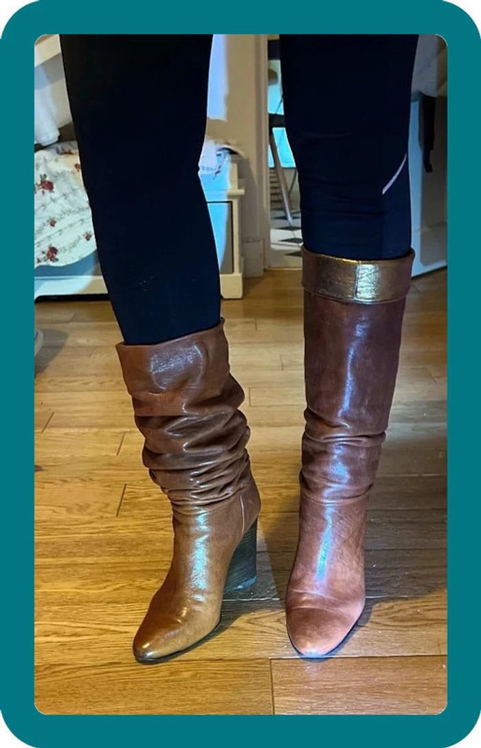 Bottes hautes plissées en cuir véritable taille 38 - BCBGmaxazria - photo numéro 10