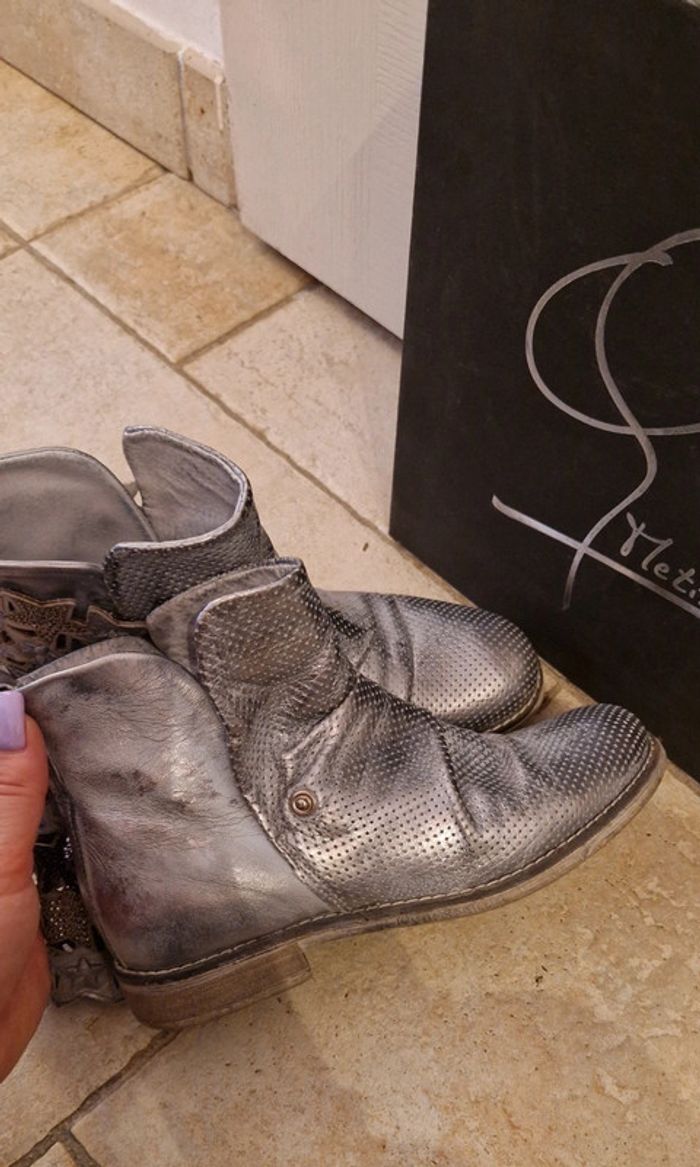 Bottines Métisse, motif étoiles, cuir - photo numéro 7