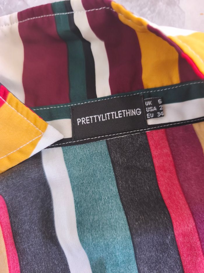 Chemise rayée multicolore Prettylittlething taille 34 - photo numéro 2