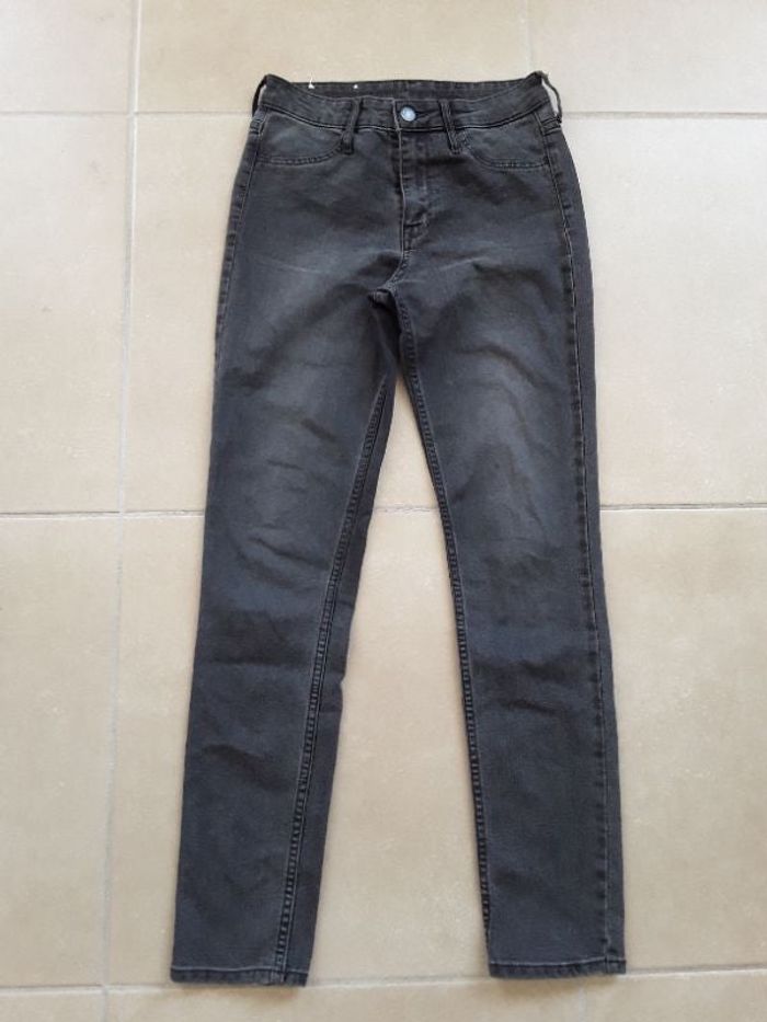 Jeans gris chiné très foncé femme en 25 américain H&M TBE