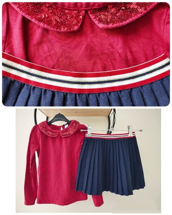 4 ans ensemble Okaïdi teeshirt et jupe plissée