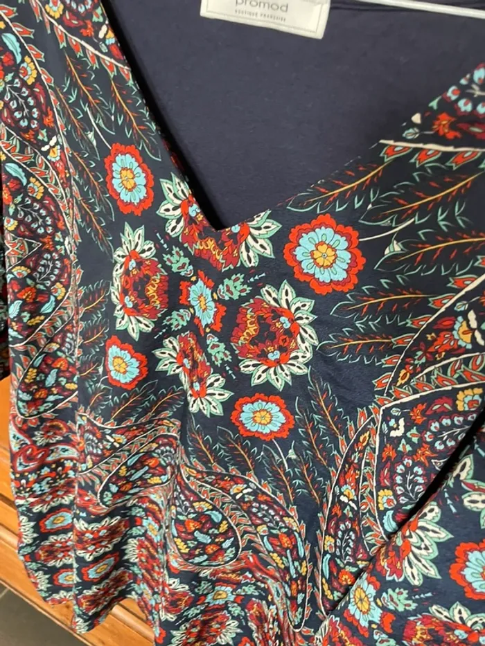 Haut motifs bohème fleurs promod T xl - photo numéro 3