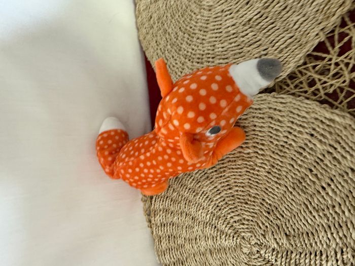 Peluche renard Hema, 30 cm, orange à pois - photo numéro 3