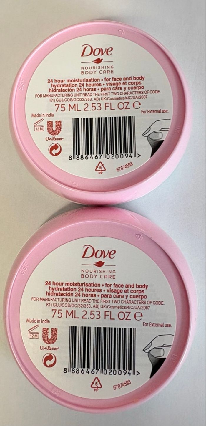 Lot de 2 Crèmes de Beauté Dove Nourishing Body Care - 75ml (Neuf) - photo numéro 2