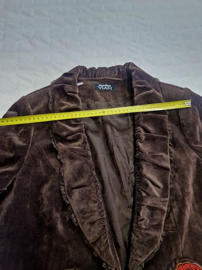 Veste vintage femme , taille L , marron , poches cœur - photo numéro 5