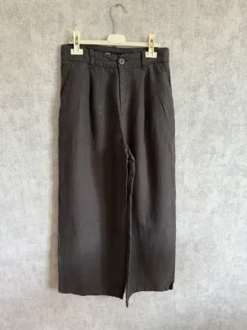 Pantalon fluide à jambes larges Zara gris foncé taille S