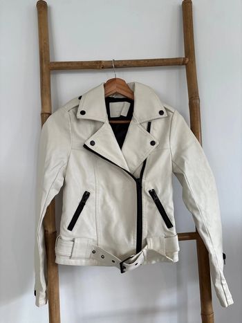 Veste cuir blanche crème